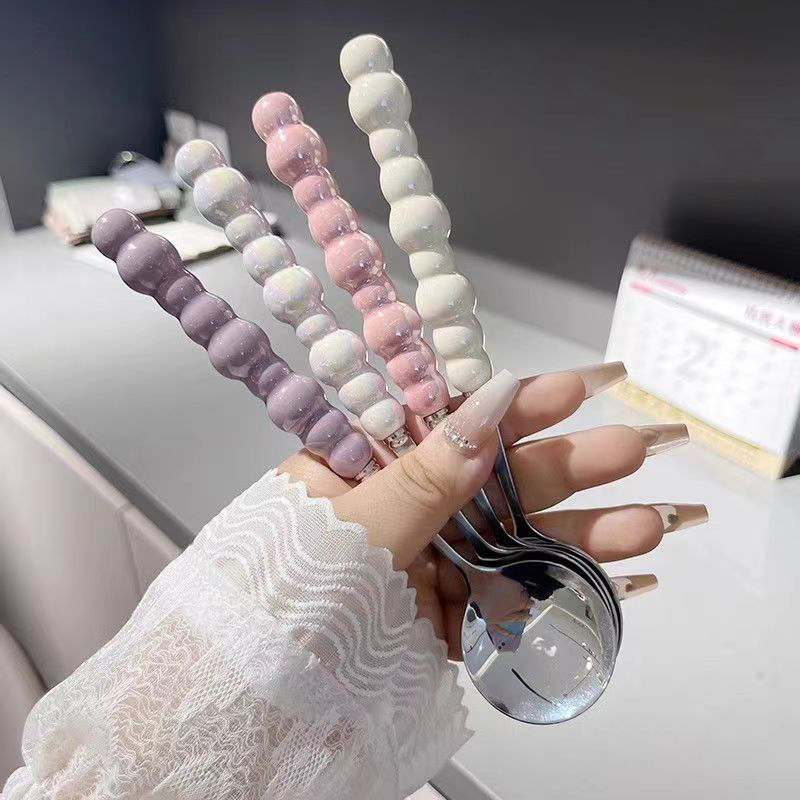 Kitchen Gadgets Everyone Needs - Sendok gagang mutiara baja tahan karat,