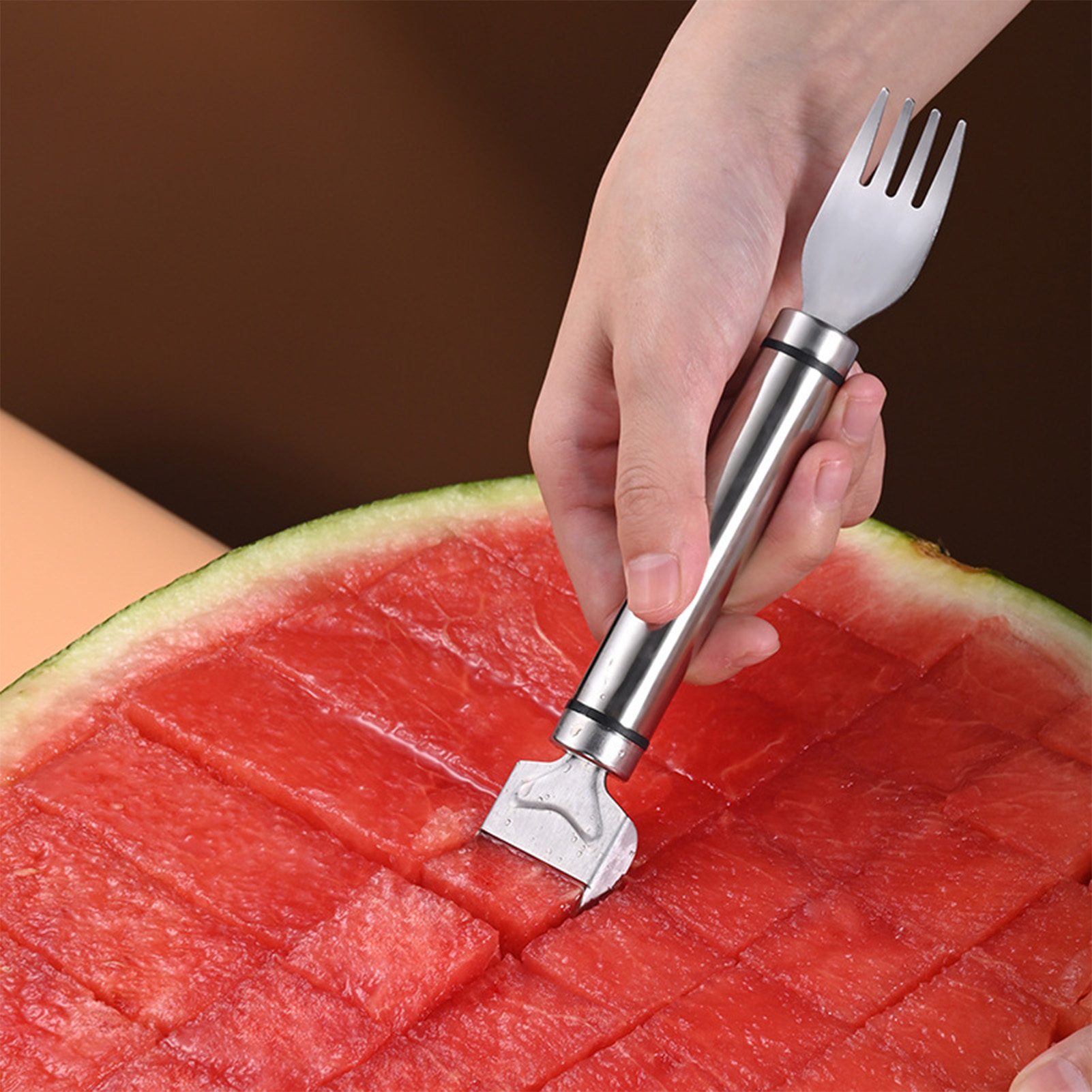 Watermelon Slicer Cutter - Alat Pemotong Semangka Stainless Steel, Garpu