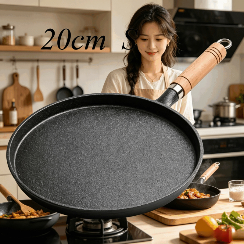 Cast Iron Skillet - Wajan Besi Cor 20cm Gagang Kayu