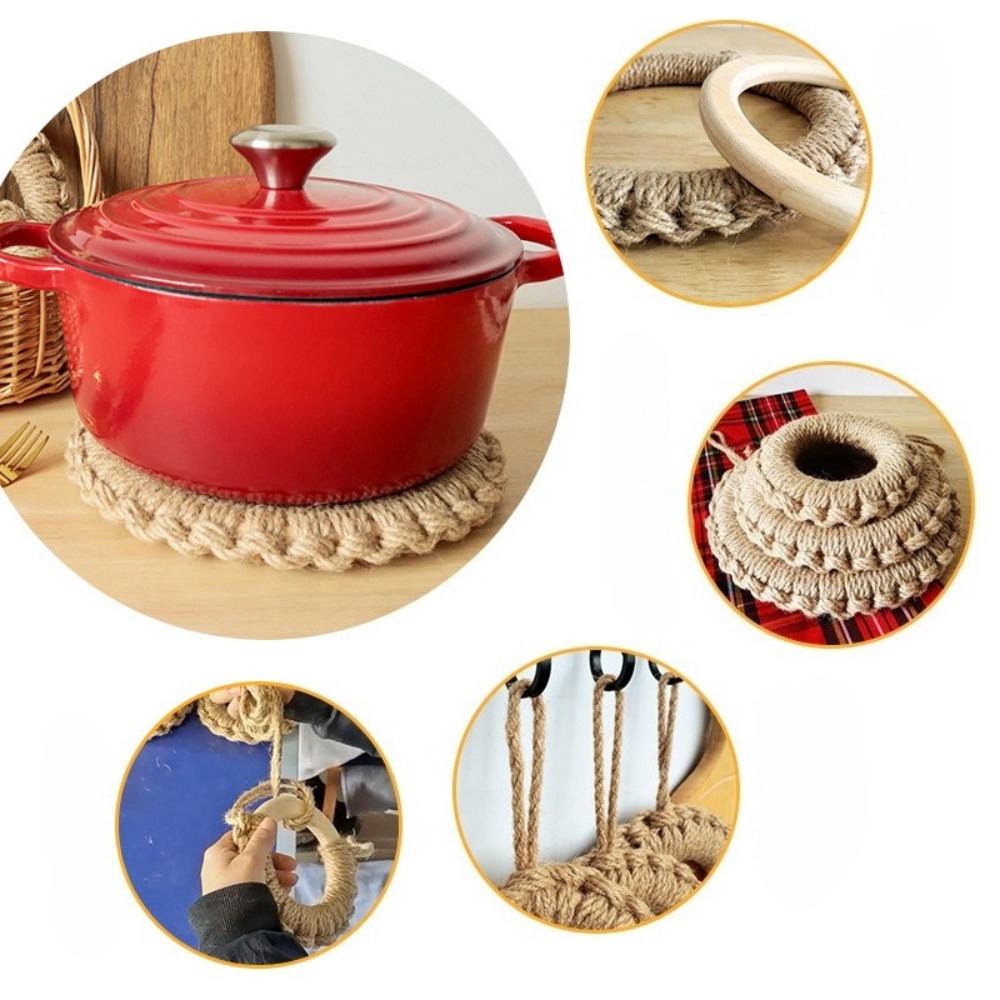 2Pcs Alas Panci Anyaman Jute R - Cast Iron Skillet ulasan dan harga
