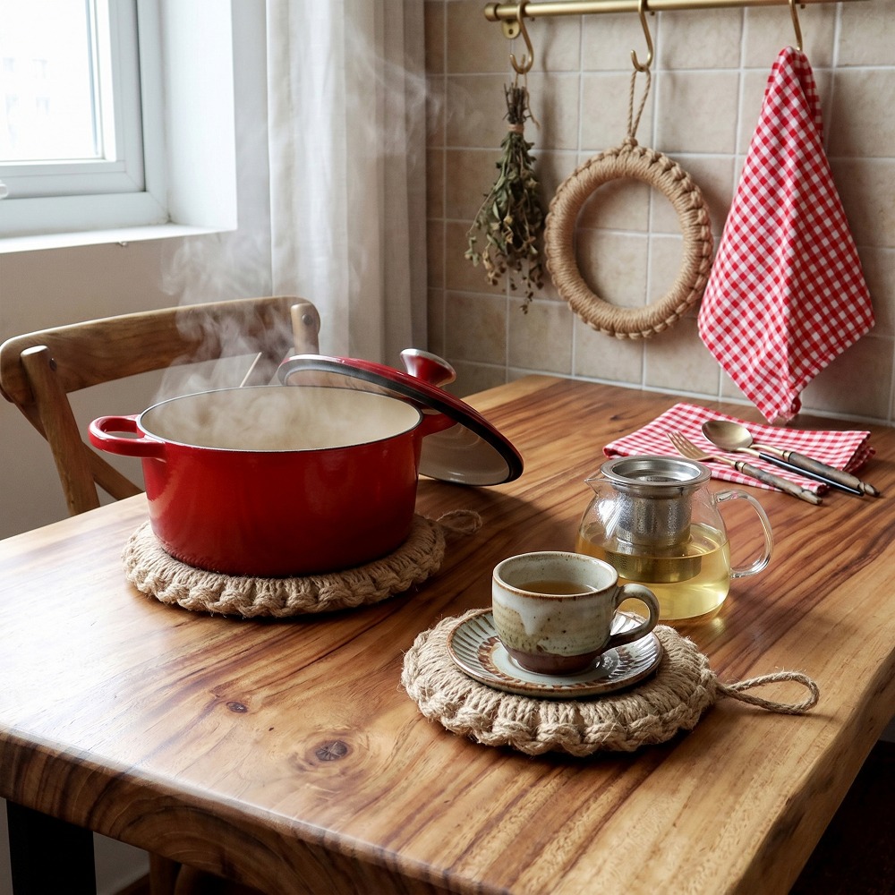 2Pcs Alas Panci Anyaman Jute R - Cast Iron Skillet ulasan dan harga