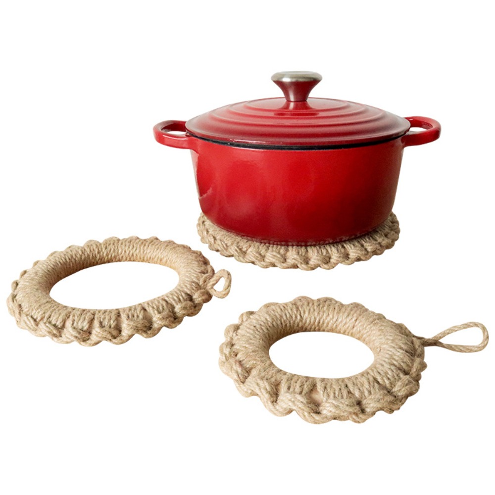 2Pcs Alas Panci Anyaman Jute R - Cast Iron Skillet ulasan dan harga