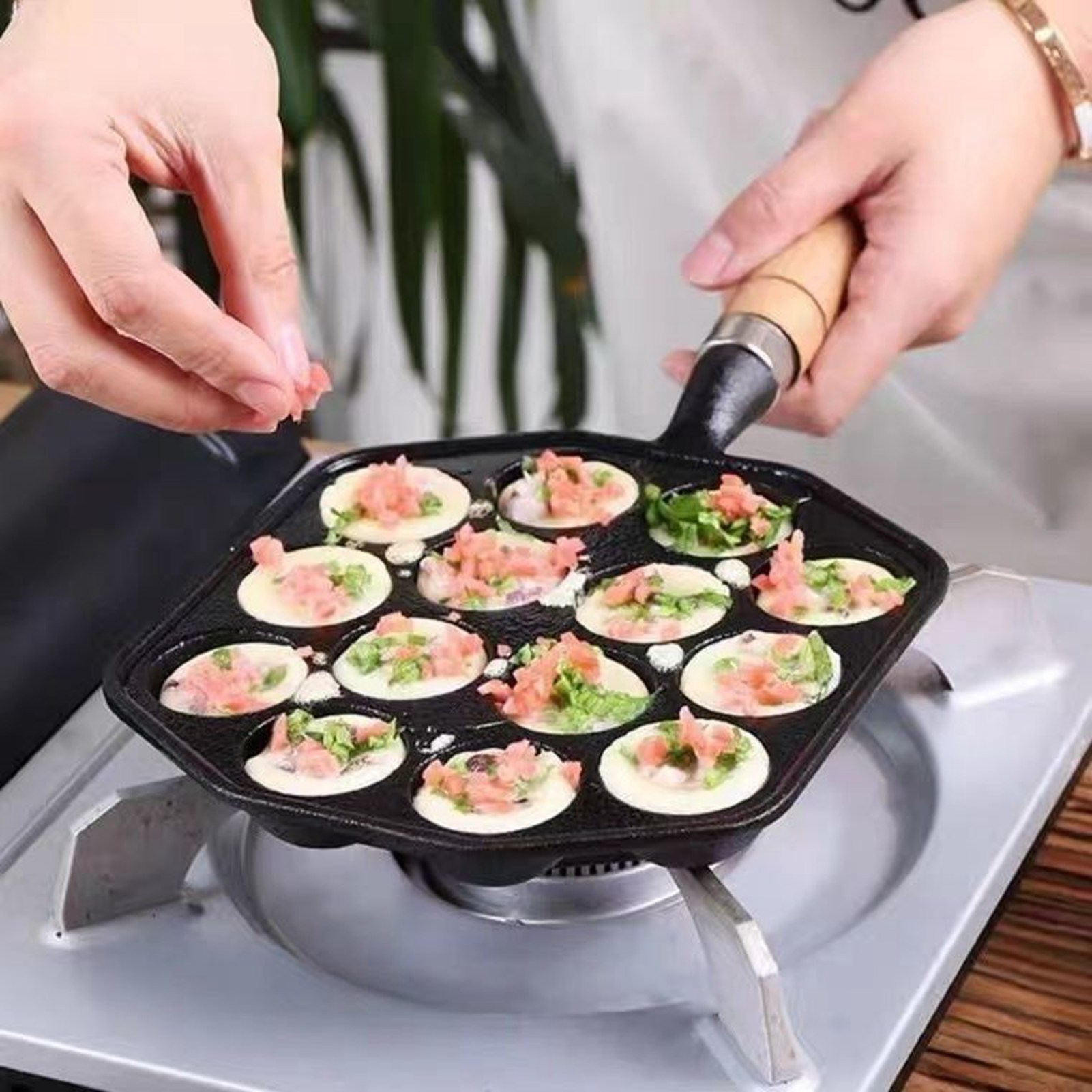 Panci Takoyaki 14 lubang besi  - Cast Iron Skillet ulasan dan harga