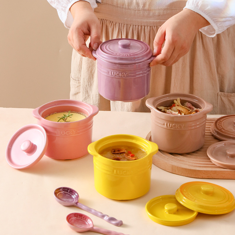 Mangkuk Keramik Tutup Ganda, M - Kitchen Gadgets For Arthritic Hands ulasan dan harga